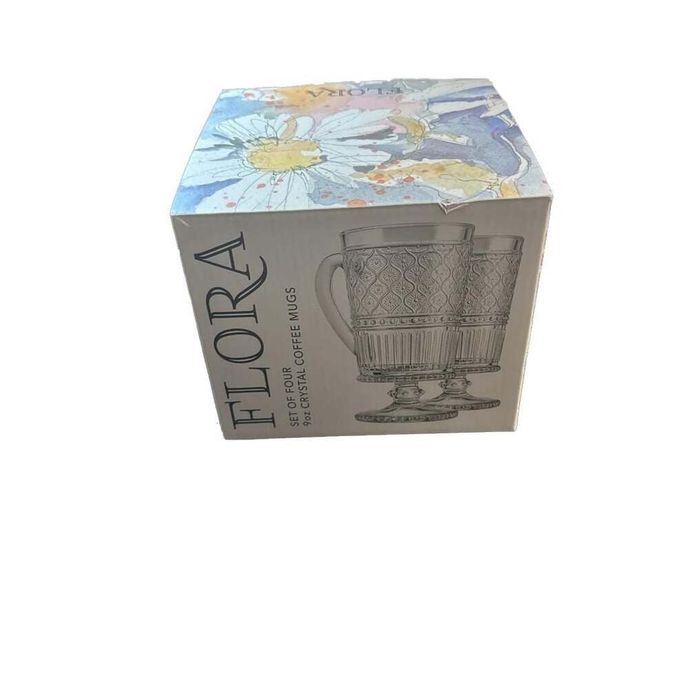 Coffee Mugs Flora Set Of 4 Crystal Coffee Mugs. New